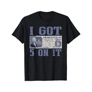 100% Cotton Loose Fit Graphic T-Shirt - "I Got $5 on It" Streetwear Design with Vintage Currency Pri