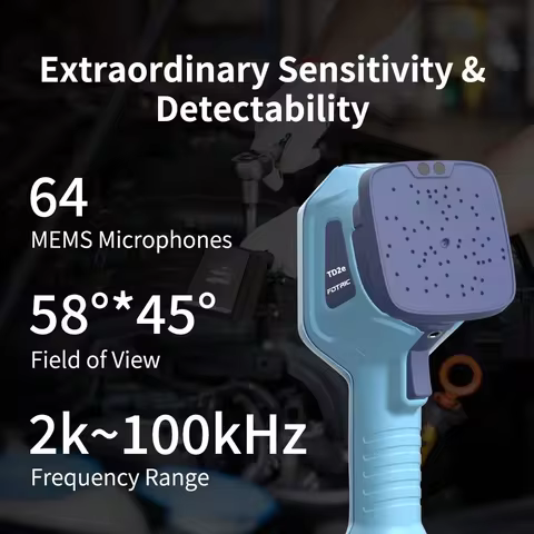 FOTRIC TD2e Acoustic Imager Car Wind Noise Inspection Tool 64 MEMS 0.3-60m 2k-100k Hz Ultrasonic Cam