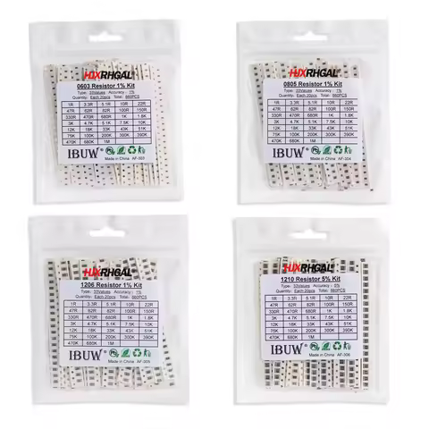 33Values 0402 0603 0805 1206 1210 2512 SMD Resistor Kit Assorted Kit 1ohm-1M ohm Sample Kit 80Values