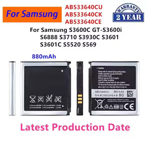 Brand New AB533640CU AB533640CK/CE Battery 880mAh For Samsung S3600C GT-S3600i S6888 S3710 S3930C S3