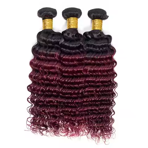 T1B/99J Burgundy Deep Wave Human Hair Bundles 12A Brazilian 100% Human Hair Extensions 1/3/4pcs Bund
