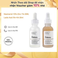 The Ordinary Niacinamide 10% + Zinc 1% 30ml & Lactic Acid 5% + HA-30ml,Serum for Whitening EXfoliati