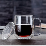 雙層隔熱玻璃杯透明耐熱杯子男女咖啡杯辦公室水杯帶把茶杯馬克杯