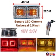 Square LED Chrome Universal 12V/24V 5.5 Inch Tail Lamp For Lorry Truck Trailer Lampu  Belakang Lori