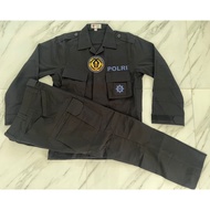 [ Baru] Baju Pdl Hitam Brimob Polri Setelan Jatah Kain Halus Tactical