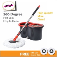360 Spin Mop Stainless Steel Easy to Clean with Double Spin FREE Microfiber Refill Spin Mop x 2