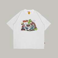 Oversized T-shirt White Work Pressure Cotton 24s Free Sticker Nameless Society