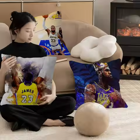 Basketball Player L-LeBron J-James Pillow Cushion Cover Pillowcase Living Room Sofa Home Decor Custo