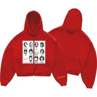 MERAH Home of Brave | R&B Rapper Series Red Boxy Oversize Double Zipper Premium Hoodie Sweater Jacke