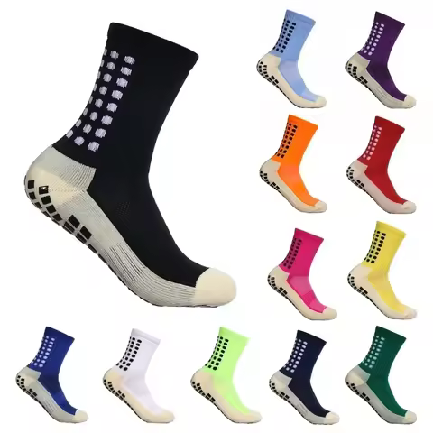 Men's Football Soccer Socks Sports Cycling Grip Socks Anti Slip Non Slip Grip Pads for Football Bask