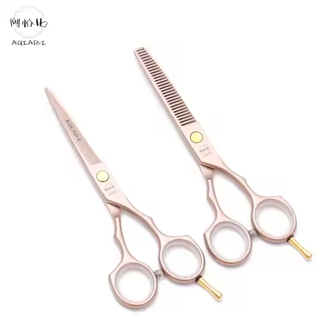 Professional Hairdressing Scissors 5.5" AQIABI Rose Gold Salon Cutting Scissors Hair Thinning Shears