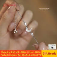 S999 Solid Silver White Shell Moon & Korean Ins Style Bracelet Gelang, Luxe High-End Design, Fashion