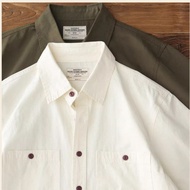 GRND Ami Khaki Pure Cotton Workwear Shirt Short Sleeve Men Summer American Loose Casual Multi-pocket