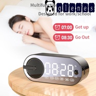 GLENES USB LED Mirror Speaker, Wireless Bluetooth 5.0 Quiet Digital Alarm Clock Radio, Loudspeaker Subwoofer RGB TWS LED Display Mirror Clock Speaker Music Player