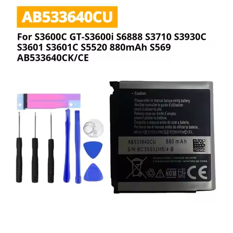 For Samsung S3600C GT-S3600i S6888 S3710 S3930C S3601 S3601C S5520 880mAh S569 AB533640CU AB533640CK