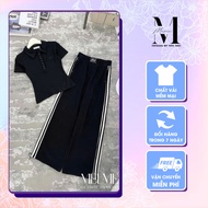 Women's Sportswear Set Buttoned Polo Shirt Personality Plaid Trousers MeiStore 68 ST18500