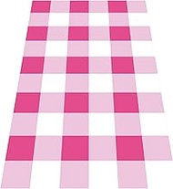 Remagr 3.28 x 32.8ft Hot Pink and White Checkered Table Runner Disposable Plastic Gingham Table Runn
