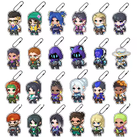 Valorant Pixel-Art 4X3Cm Acrylic Pendant Keychains Killjoy Cypher Phoenix Gekko Viper Deadlock Harbo