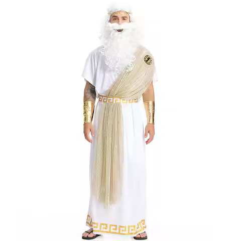Adult Man Temple of Olympus God Toga Costume Halloween Ancient Greek God Toga Robe Cosplay Outfit Ro