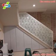 railing tangga minimalis laser cutting motif floral 2