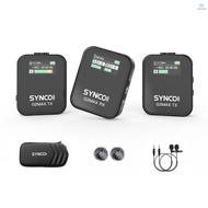 SYNCO G2MAX 1-Trigger-2 2.4G Wireless Microphone System Clip-on Microphone 200M Transmission Range 8GB Built-in Memory TFT Screen for Smartphone Camera Camcorder Vlog Live Streamin