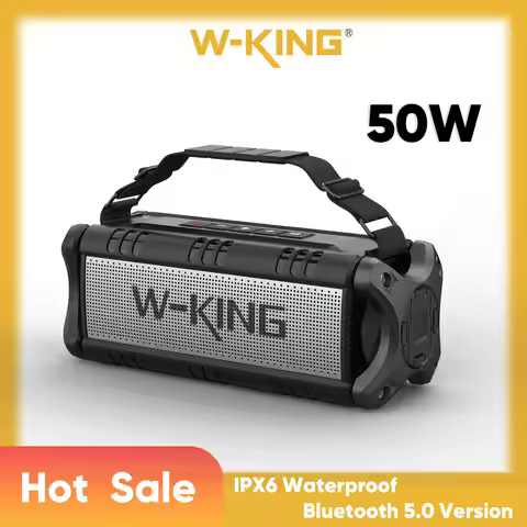 W-KING D8-Silver 90W Max Bluetooth Speaker, IPX6 Waterproof Portable Speakers Wireless, 50W Deep Bas