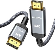 Highwings 4K DisplayPort to HDMI, 6ft DP to HDMI Male UHD Cable, 1440P/2K@120Hz, Nylon Braided Uni-Directional Cord for Dell, NVIDIA, AMD, Lenovo, HP, Monitor, Projector, Desktop (Grey)