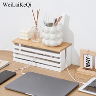 WeiLaiKeQi Wooden Charger Storage Box Cable Management Box Dustproof Charger Organizer with Lid Cord