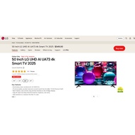 LG NEW 2025 50'' / 55'' / 65'' UHD AI UA73 4k Smart TV 50UA7350PSB 55UA7350PSB 65UA7350PSB