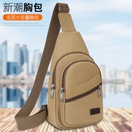 0 Canvas Chest Bag Men Leisure Sports Travel Small Shoulder Bag Chest Backpack Trendy One-Shoulder M