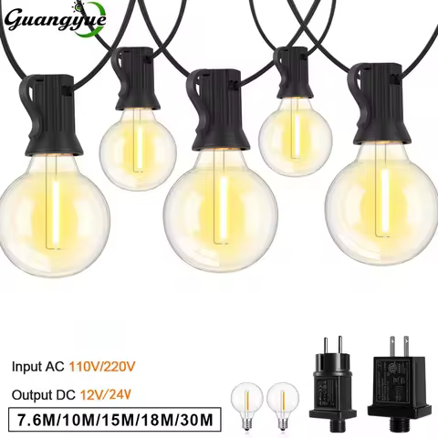 G40 LED String Light E12 DC24V Wide Voltage Output Shatterproof Vintage Light Strings for Patio Balc