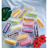 Plastic cake box White base with separate lid, tightly locked, size: 5.1x13.9x4.8cm