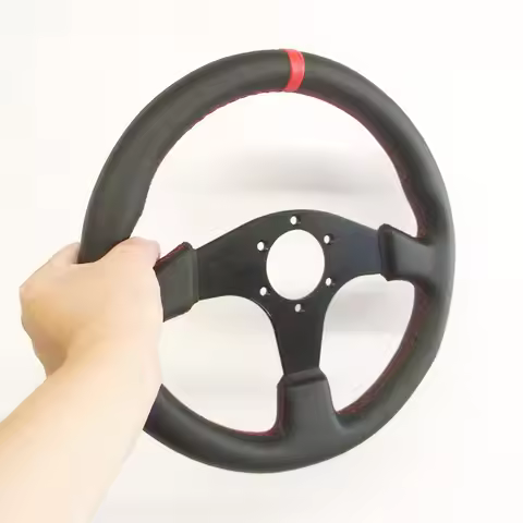 330mm/13 inch Flat Steering Wheel Aluminum+Leather Drift for PC Sim Racing Games for 70mm Hole Spaci