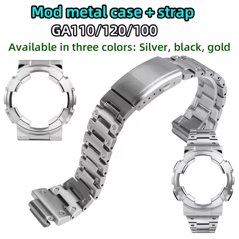 For Casio GA110 case and strap G-SHOCK ga-110 GA120 100 modified stainless steel set men's black sam