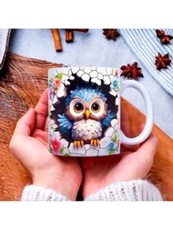 可愛的3D貓頭鷹咖啡杯，適用於沖泡茶或咖啡