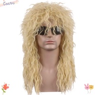 CACTU 70s 80s Rockstar Wig, Curvy Long Halloween Party Cosplay Wig, Punk Fluffy Mullet Wig