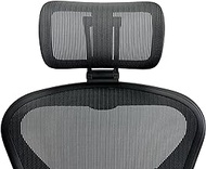 ERGOKING Headrest for Office Chair Headrest Attachment Compatible with Herman Miller Aeron Remastered - Fully Adjustable Height &amp; Tilt, Removable Coat Hanger - Black Frame, Black ONYXMesh