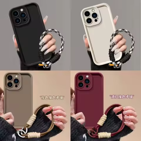 Candy Color Wrist Strap Phone Case For Samsung Galaxy J4 J6 Plus J2 J7 Prime 2018 A7 A6+ J8 5G Soft 