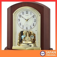 Rhythm (RHYTHM) Citizen Table Clock Radio Controlled Clock Wooden Frame Rotating Ornament Brown 25.1