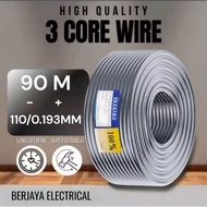 (READY STOCK)3 CORE WIIRE  FLEXIBLE  CABLE/WAYAR KABEL 3 CORE-(KSE/SLE 110/0.193 2.5MM)/KABEL RUMAH/