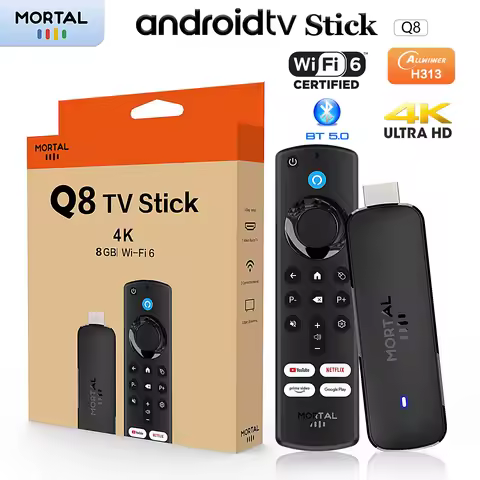 Factory Directly Android14 TV Stick Home theater Mortal Q8 Support 4K@60fps Video Wifi6 Allwinner H3