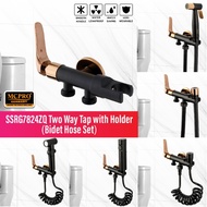 Bathroom Faucet Water Tap Stainless Steel Rose Gold Black Two Way Tap with Bidet Holder SSRG7824ZQ with Bidet Hose Set