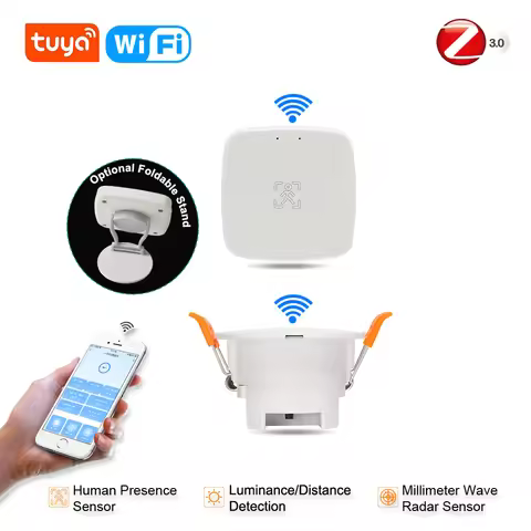 Zigbee 3.0 Human Presence Sensor Tuya Wifi MmWave Radar Detector Smart Home Motion Sensor With Inten