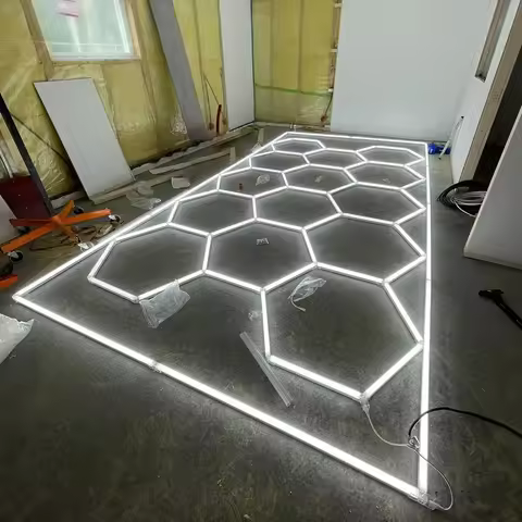 Garage Lights Hexagon Lamp 85-265V LED Tube Honeycomb Barbershop Ceiling Lighting For Workshop 4S Ca