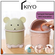KIYO Mini Trash Can Cute Character Multipurpose Office Trash Can Mini Trash Can Aesthetic Closed Cut