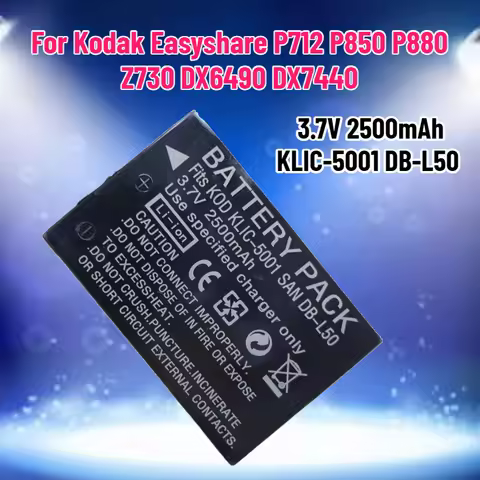 3.7V 2500mAh KLIC-5001 DB-L50 Camera Battery for Kodak Easyshare P712 P850 P880 Z730 Z760 Z7590 DX64