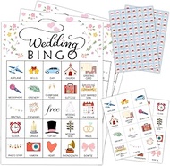 mermermu Wedding Party Bingo Game Cards(24 Players), Bridal Shower Bingo Card for Family Friend Adul