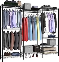 Serxis Portable Closet Clothes Rack, Freestanding Clothing Rack, Heavy Duty Clothes Rack, Metal Garm