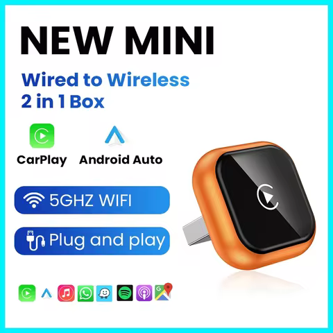 2IN1 2026 NEW Wireless CarPlay Android Auto Wireless Adapter Smart Mini Box Plug And Play 5.8G WiFi 
