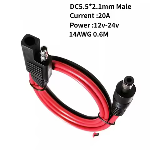 60cm/2Ft 14AWG SAE Plug to DC 5.5x2.1mm Female Male Converter Adapter Cable for CarMotorcycles RV So